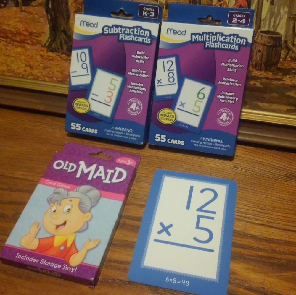 ✨️ Flashcards Multiplication Subtraction + Old Maid 🔥 card Game Math Flash Card